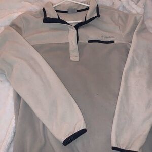 veste demie boutons polaire, Columbia vintage, XL, couleur crème, bleu marin